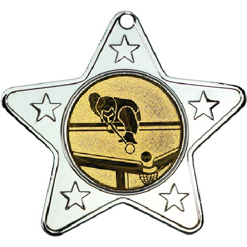 Snooker Star Shaped Medal | Silver | 50mm