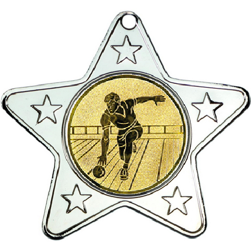 Ten Pin Star Shaped Medal | Silver | 50mm