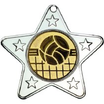 Volleyball Star Shaped Medal | Silver | 50mm