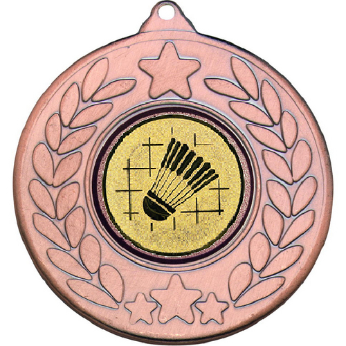 Badminton Stars and Wreath Medal | Bronze | 50mm