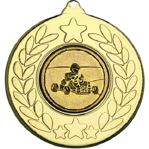 Go Kart Stars and Wreath Medal | Gold | 50mm