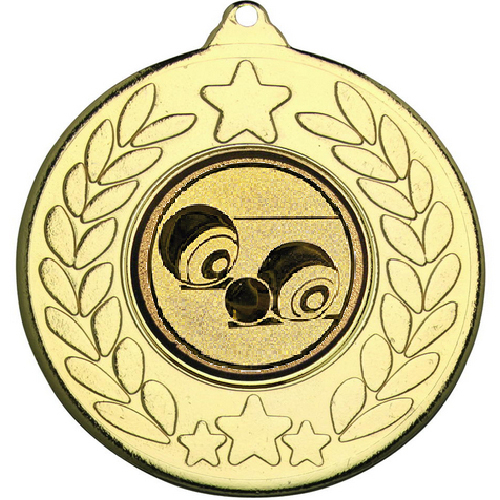 Lawn Bowls Stars and Wreath Medal | Gold | 50mm