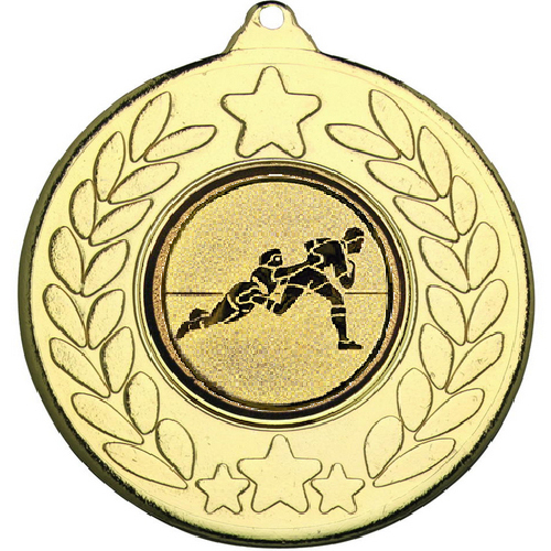Rugby Stars and Wreath Medal | Gold | 50mm