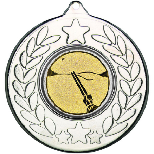 Clay Pigeon Stars and Wreath Medal | Silver | 50mm