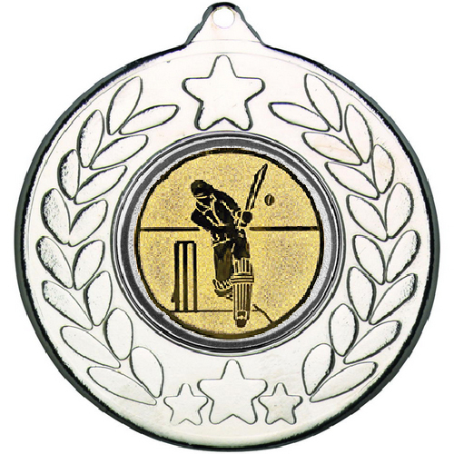 Cricket Stars and Wreath Medal | Silver | 50mm