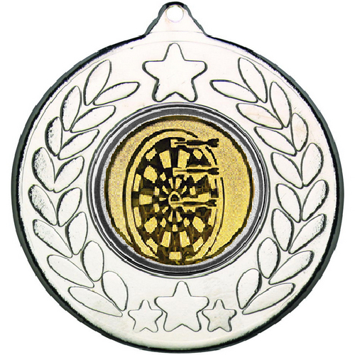 Darts Stars and Wreath Medal | Silver | 50mm