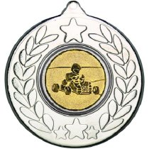 Go Kart Stars and Wreath Medal | Silver | 50mm