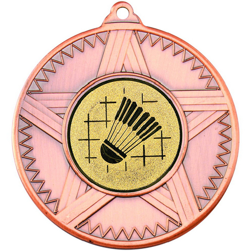 Badminton Striped Star Medal | Bronze | 50mm