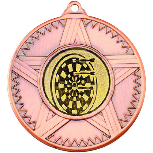 Darts Striped Star Medal | Bronze | 50mm