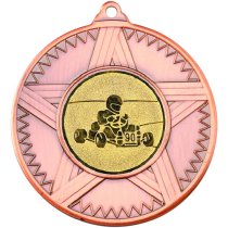 Go Kart Striped Star Medal | Bronze | 50mm
