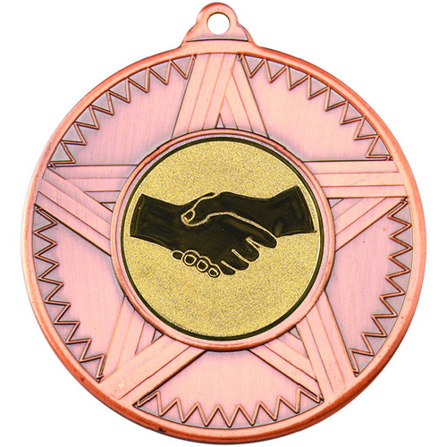 Handshake Striped Star Medal | Bronze | 50mm