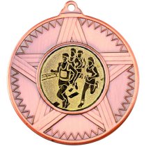 Running Striped Star Medal | Bronze | 50mm