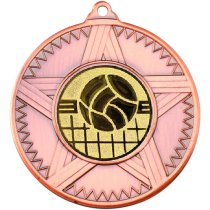Volleyball Striped Star Medal | Bronze | 50mm