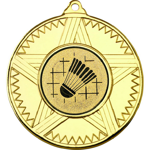 Badminton Striped Star Medal | Gold | 50mm