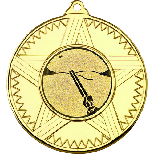 Clay Pigeon Striped Star Medal | Gold | 50mm