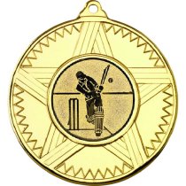 Cricket Striped Star Medal | Gold | 50mm