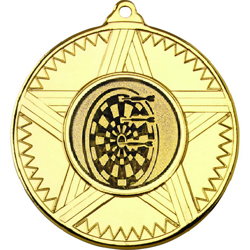 Darts Striped Star Medal | Gold | 50mm