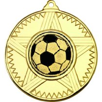 Football Striped Star Medal | Gold | 50mm