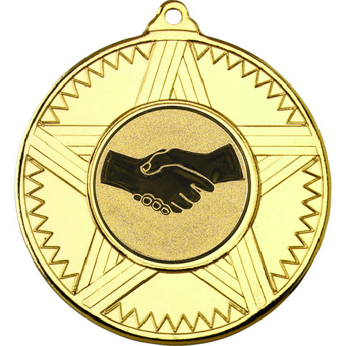 Handshake Striped Star Medal | Gold | 50mm