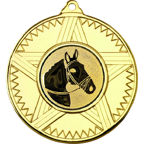 Horse Striped Star Medal | Gold | 50mm