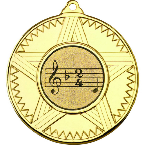 Music Striped Star Medal | Gold | 50mm