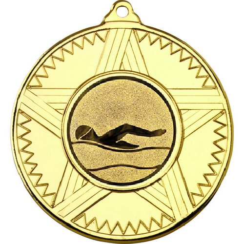 Swimming Striped Star Medal | Gold | 50mm