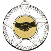 Handshake Striped Star Medal | Silver | 50mm
