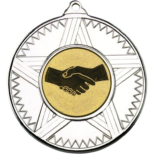 Handshake Striped Star Medal | Silver | 50mm