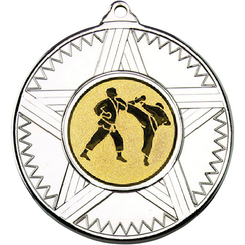 Karate Striped Star Medal | Silver | 50mm