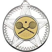 Squash Striped Star Medal | Silver | 50mm