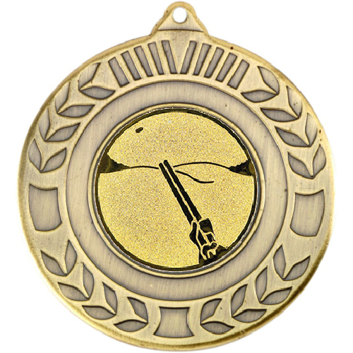 Clay Pigeon Wreath Medal | Antique Gold | 50mm