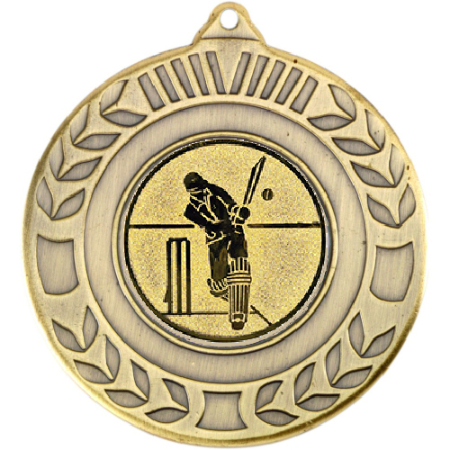 Cricket Wreath Medal | Antique Gold | 50mm