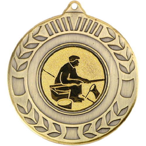 Fishing Wreath Medal | Antique Gold | 50mm