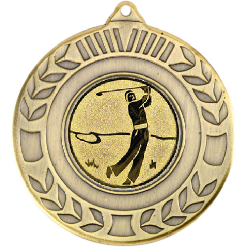 Golf Wreath Medal | Antique Gold | 50mm