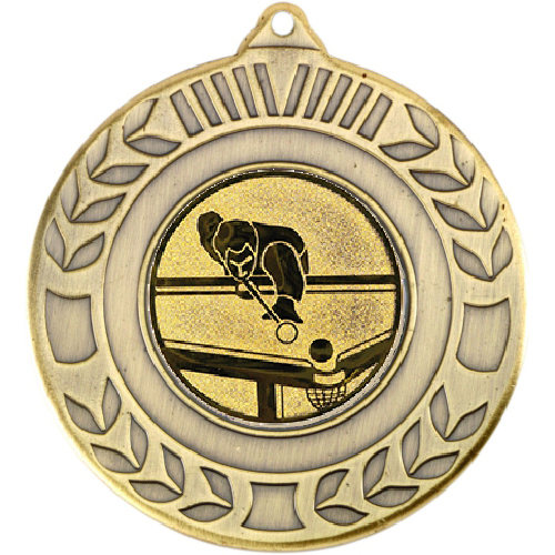 Snooker Wreath Medal | Antique Gold | 50mm