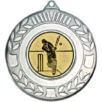 Cricket Wreath Medal | Antique Silver | 50mm