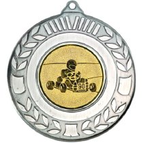 Go Kart Wreath Medal | Antique Silver | 50mm