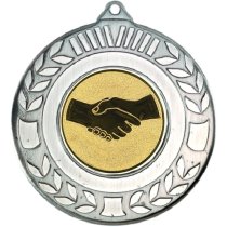 Handshake Wreath Medal | Antique Silver | 50mm
