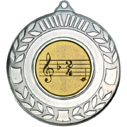 Music Wreath Medal | Antique Silver | 50mm