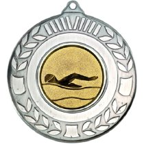 Swimming Wreath Medal | Antique Silver | 50mm