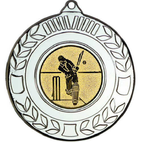 Cricket Wreath Medal | Silver | 50mm