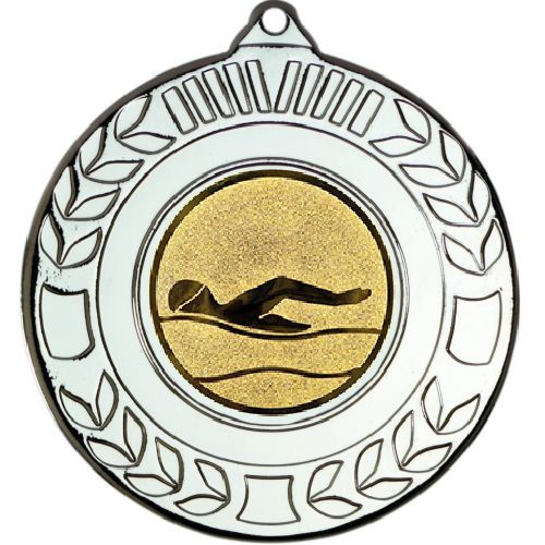 Swimming Wreath Medal | Silver | 50mm