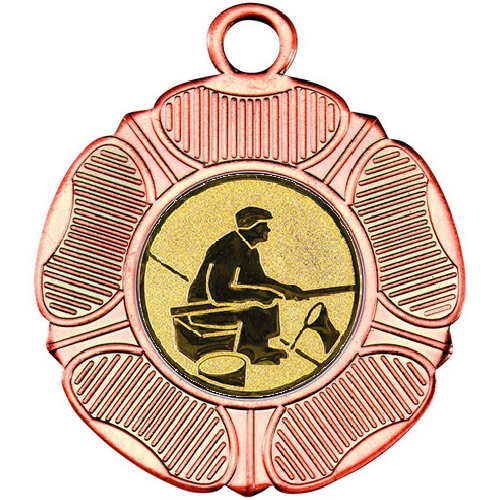 Fishing Tudor Rose Medal | Bronze | 50mm