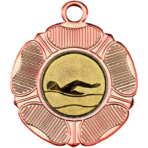 Swimming Tudor Rose Medal | Bronze | 50mm