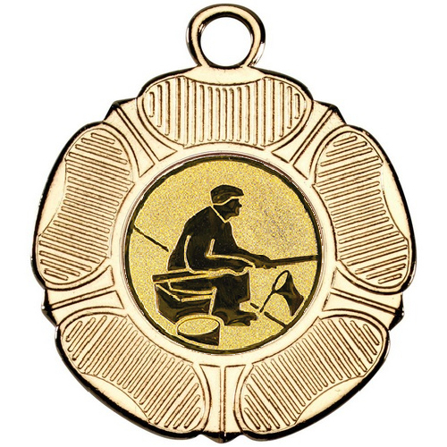 Fishing Tudor Rose Medal | Gold | 50mm