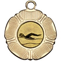 Swimming Tudor Rose Medal | Gold | 50mm