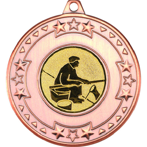 Fishing Tri Star Medal | Bronze | 50mm