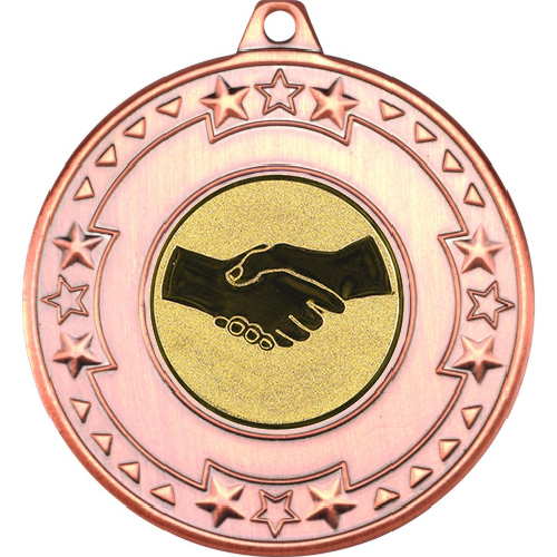 Handshake Tri Star Medal | Bronze | 50mm