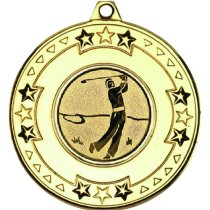 Golf Tri Star Medal | Gold | 50mm