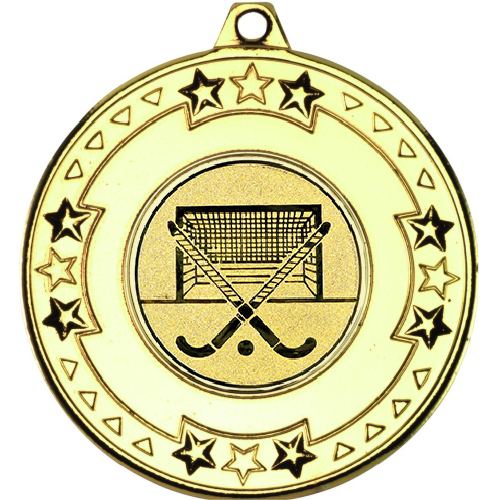 Hockey Tri Star Medal | Gold | 50mm